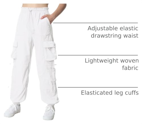 Image of EXARUS Girls Parachute Pants Cargo Hip Hop Wide Leg Baggy Y2K Teen | Tween Casual School Dance Streetwear with Pockets Elastic Waist Youth Junior Kids Bottoms Hiking 8-14Y