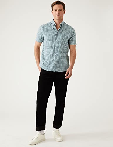 Image of Marks & Spencer Mens Solid Cotton Collared Neck Regular Fit Oxford Shirt
