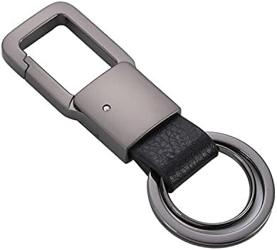 Zobo Carabiner Key Ring Clip Leather, Key Holder, Car Keychain Clip For Men and Women (Gunmetal)