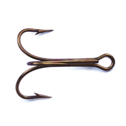 Mustad 3551 Classic Treble Standard Strength Fishing Hooks | Tackle for Fishing Equipment | Comes in Bronz, Nickle, Gold, Blonde Red, [Size 8/0, Pack of 25], Bronze