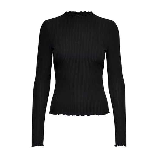 ONLY Damen Onlemma L/S High Neck Top Noos JRS Langarmshirt, Schwarz (Black Black), M