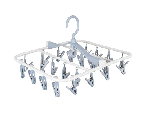Image of Premium Cloth Drying Hanger Rack(24 Clips) 360 Degree Portable & Rotatable Clips,Baby Clothes Hanger, Foldable Hanger (Grey)
