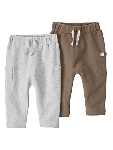 Image of little planet by carter's unisex-baby 2-pack Pants made with Organic Cotton, Brown/Heather, Newborn