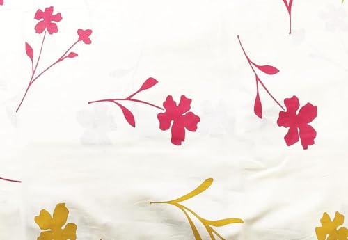 Image of Bedsheet Bed with 2 Pillow Covers 100% Cotton 144 TC |Chadar - Flat Sheet with 2 Pillow Covers - Royal Red Flower Double