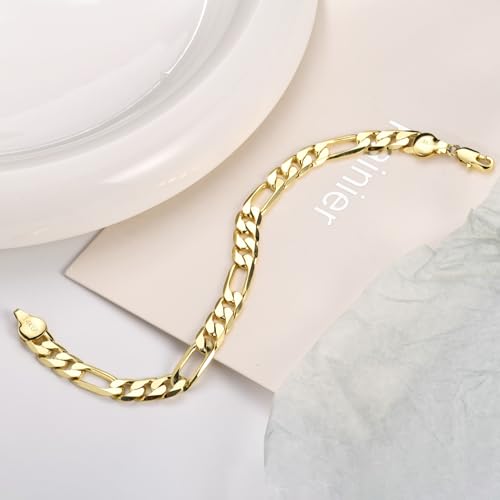 Pulsera Figaro de 7mm en Oro 14K para Mujer y Hombre miniatura 5