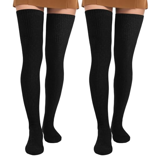 Image of Pleneal Thigh High Socks Womens Over Knee High Boot Socks Knit Leg Warmers