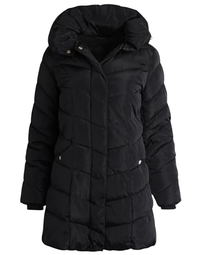 Steve Madden Womens Long Puffer Coat - Heavyweight Insulated Fall Winter Jackets for Women Windproof Long Length Bubble Parka
