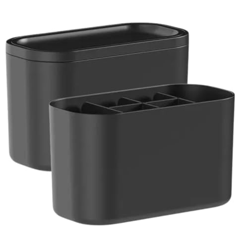 Conj Organizador Com Divisórias E Lixeira Basculante 1l Mesa Bancada (Preto)