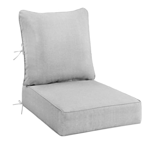 6 Inch Thick Olefin Deep Seat Cushion, Patio Cushion Light Gray 23x26