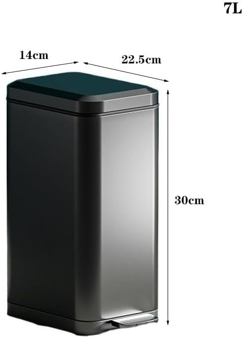 Trash Can 7/9/13/15/16/18/20Liter Slim Kitchen with Removable Liner Bucket and Handle, Brushed Stainless Steel,(Tungsten Steel Black,15L)