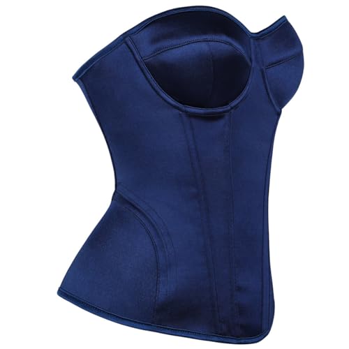 Image of Satin Corset Tops for Women Strapless Bustier Sweetheart Neckline Boned Bodice Bridal Lingerie Party Clubwear