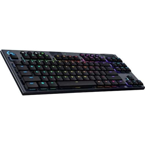 Image of Logitech G915 TKL Tenkeyless Lightspeed Wireless RGB Mechanical Gaming Keyboard, Low Profile Switch Options, Lightsync RGB, Advanced Wireless and Bluetooth Support - Clicky