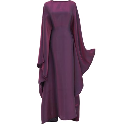 Dubai Bat Sleeve Dress Shiny Robe for Women Muslim 1pc Abaya Eid Prayer Clothes Soft Dubai Travel Party Dress Maxi Abaya