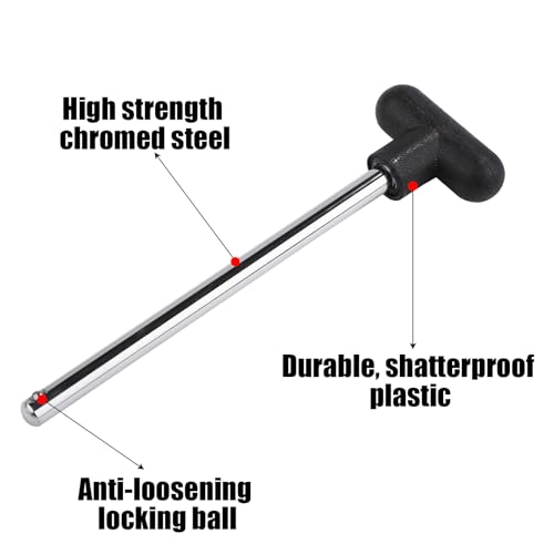 NQEUEPN 2pcs T-Shaped Weight Stack Pin, Pin Tensile 3/8 Inch Diameter 6 Inch Locking Space Gym Machine Bench Total Pin Extender Weight Selector Pin for Home Gym Exercise Workout Accessories