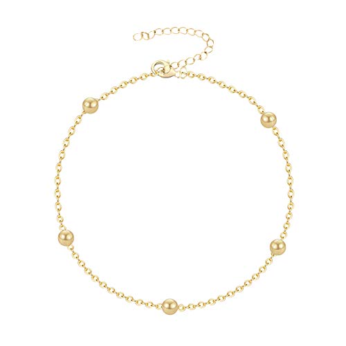 Image of Womens Dainty Gold Chain Bracelet,Simple Layered Chain Bracelets,Beaded Turquoise Bracelet,Charm Crystal Bar,Heart,Karma,Triangle,Pearl Bracelets for Women