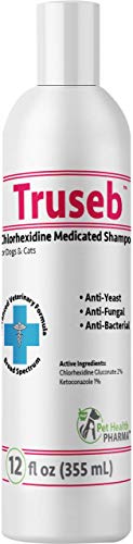 Pet Health Pharma Truseb| #1 Chlorhexidine Shampoo with Ketoconazole for Dogs, Cats and Horses Medicated with Aloe - Hot Spots, Ringworm, Pyoderma & Skin Order USA