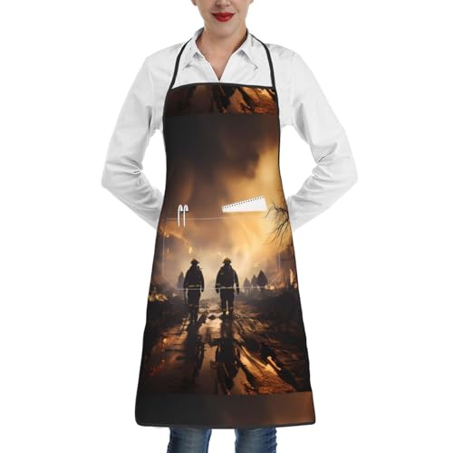 fdgbnm Grembiule da pompiere, impermeabile con tasca, 100% poliestere, senza pieghe, per cucina, barbecue, bar, salone.