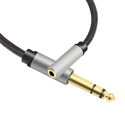 YACSEJAO - Cable de 3,5 mm a 6,35 mm macho de 1/4 pulgadas a 3,5 mm 1/8 hembra TRS Audio Jack Cable de extensión para amplificadores, guitarra, piano, dispositivos de cine en casa, 30 cm Cover