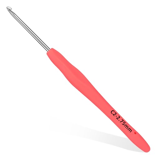 Image of SHWAKK Crochet Hook, 2.75 mm Ergonomic Crochet Hook, Crochet Needles for Arthritic Hands, Knitting Needles with Soft Handle Beginners and Experienced Hobbyists