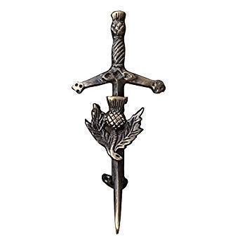 Tartancity Men's Antique Scottish Thistle Kilt Pin With Brass Finish High Quality (Antique)
