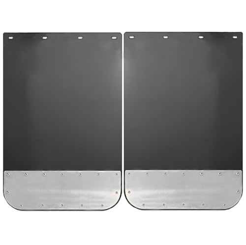 Image of BST BSSP Pair Universal Mud Flaps w /Stainless Steel Plates for Semi-Truck Trailer Truck, 24x36 Splash Guard with Heavy Duty Mud Flap Weights Bottom Chrome for Peterbilt Kenworth Volvo (24in x 36in)