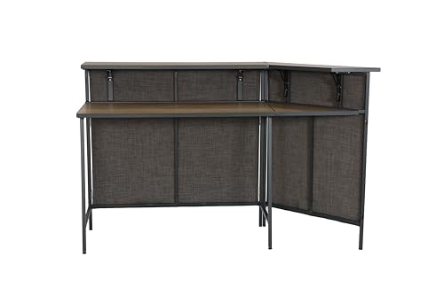 METRO Professional Barra de Bar Esquinera Movara, Aluminio/Malla Sintética, Tablero PSPC, 85 × 42 cm, Gris Oscuro, Plegable, Exterior
