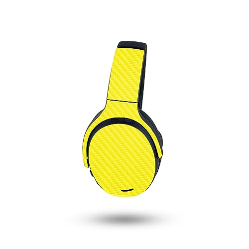 Image of MightySkins Carbon Fiber Skin Compatible with Skullcandy Crusher ANC 2 - Solid Yellow | Protective, Durable Textured Carbon Fiber Finish | Easy to Apply