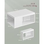 VASAGLE Couchtisch 3er Set, Beistelltisch, Kaffeetisch, Tisch mit Stauraum, anpassbar, rechteckig, modern, für Wohnzimmer, Schlafzimmer, Arbeitszimmer, schneeweiß LCT301W01 – Bild 3