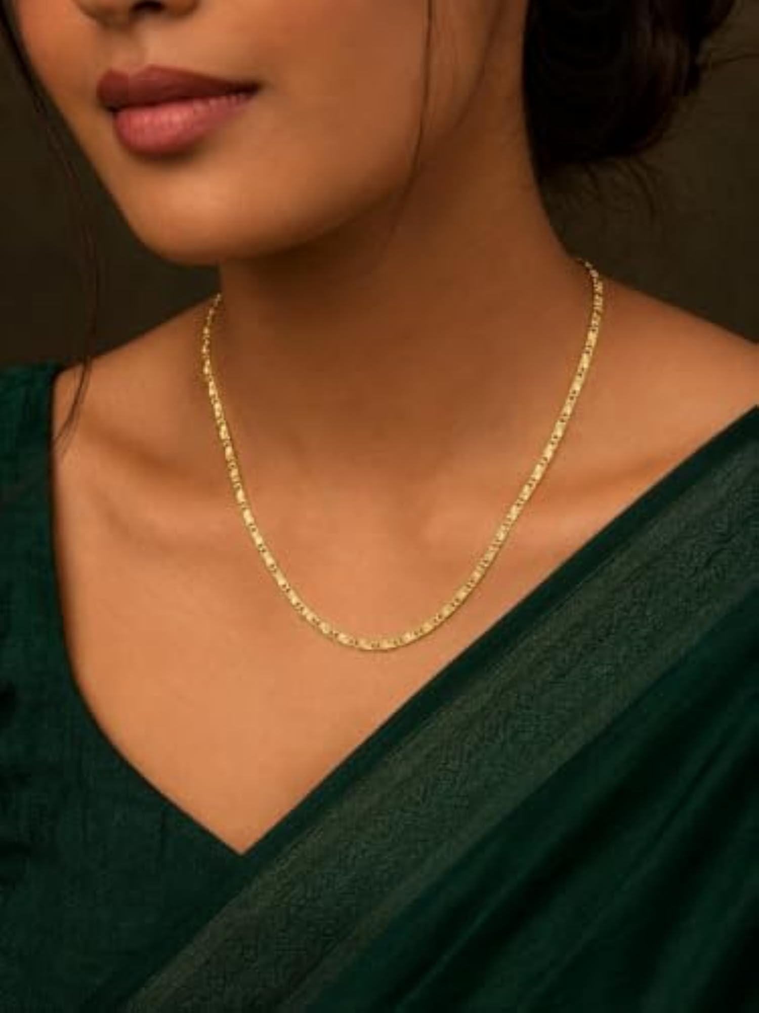 Stylish Plated Luxe Lightweight Daily Wear Chain Necklace