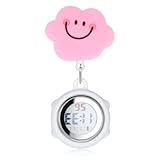 VILLCASE Krankenschwester Uhr mit Clip, Clip on Schwesternuhr Silikonhülle Digitale Taschenuhr Tragbare Taschenuhr Niedliche Wolkenmuster Uhr Fob Uhren für Krankenschwestern Ärzte