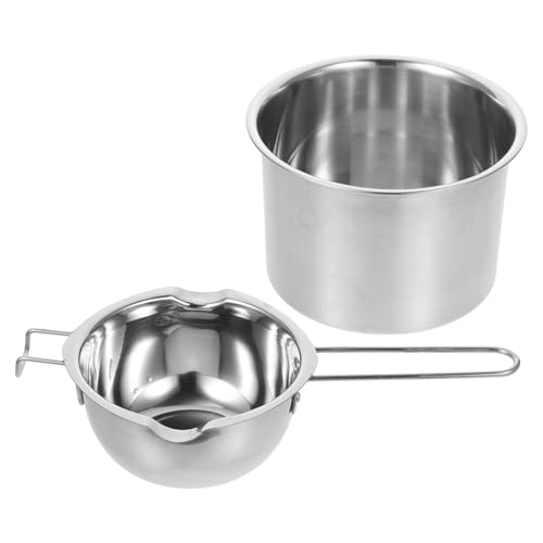 WRITWAA Doble de Acero Inoxidable para Fundir Chocolate Cera Jabón y Velas Olla Diseño Compacto y Dos Picos para Verter para Cocina y Manualidades