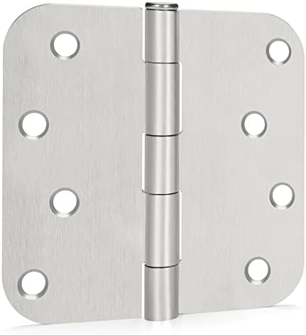 3 Pieces goldenwarm Satin Nickel Door Hinges 4 x 4 Heavy Duty Hinges with 5/8" Radius Corners - Residential Door Hardware, Brushed Nickel Iron