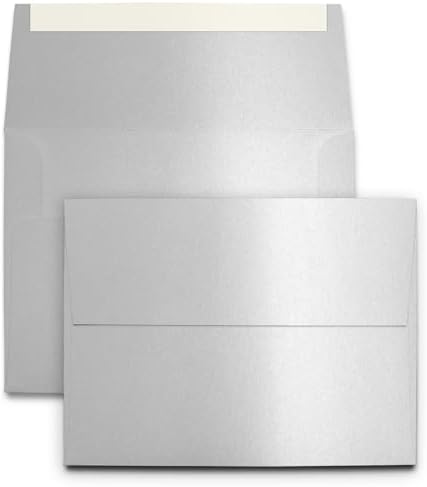 25 Pack Silver Metallic A7 Envelopes - Self Seal - Measures 5 1/4" x 7 1/4" - Premium 28lb Bond Shimmer Stock - For Wedding, Anniversary, New Year image 4