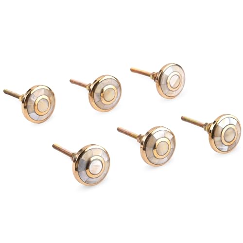Perilla Home Set of 6 Knobs for Cabinet & Drawers Mother of Pearl Knobs Decorative Vintage Knobs for Home Kitchen Cabinet Hardware Cupboard Door Dresser Wardrobe & Drawer Pulls (Sorrento)