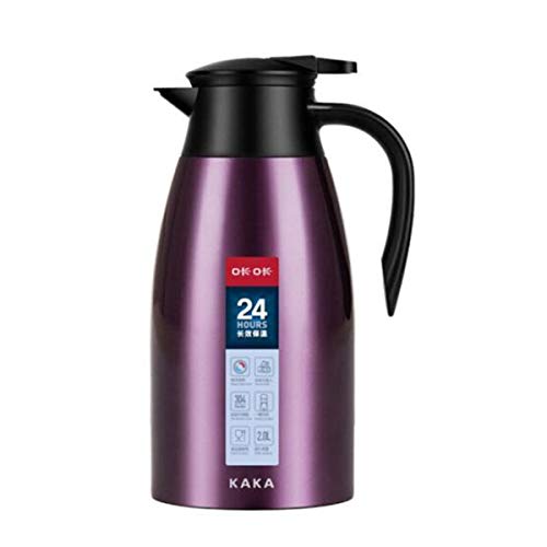 Preisvergleich Produktbild RxDZY Wasserkocher, Isoliergefäß aus Edelstahl, Haushaltsthermoskanne, Wasserkocher, Isoliergefäß 2,0 l, Kaffeeisoliergefäß, Champagnergold, Lila Willkommen