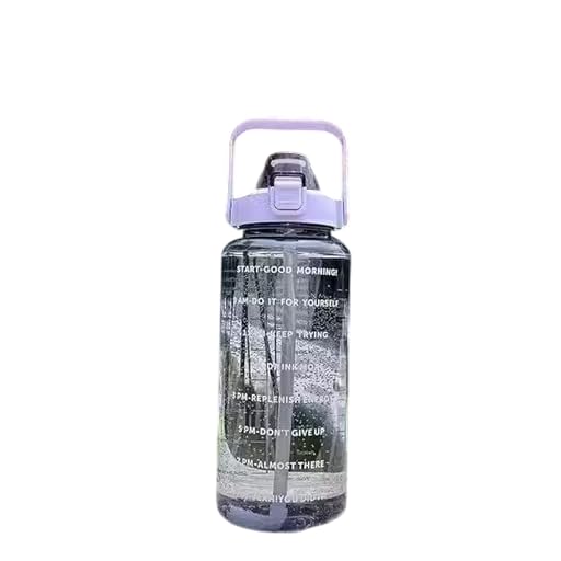 Motivational Lavender Water Bottle with Time Marker, 2000 mL Large Capacity, Transparent BPA-Free Sports Bottle with Straw, Leak-Proof for Gym, Office, School, Travel-image-48