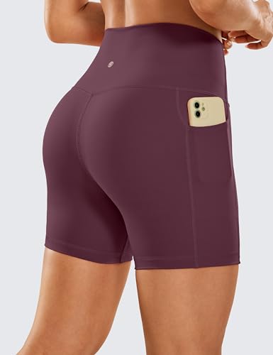 Image of CRZ YOGA Biker Shorts Pockets 5 inch | Naked Feeling, Sleek, Decent Compression, Yoga, High Waisted, for Women