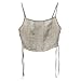 Amazhiyu Womens Pure Linen Crop Corset Top Summer Casual Floral Lace Up Bustier Flaxk, X-Large