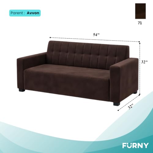 Image of FURNY Luxora 2 Seater Fabric Sofa Set (Dark Brown) with Velvet Finish | Durable Comfort | Ideal for Living Room. | Breathable material