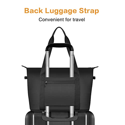 MOSISO Laptop Tote Bag Compatible with MacBook, 17-17.3 inch Notebook and Chromebook, Lightweight Polyester Work Travel Business Briefcase with Adjustable Depth at Bottom & Trolley Belt, Black4