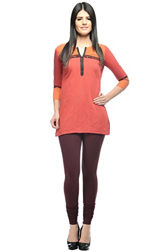 Image of Frenchtrendz Women's Cotton Spandex Stretchable Mid Rise Slim Fit Churidar Leggings Pull On