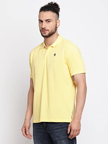 Image of Cantabil Men's Cotton Blend Solid Polo Neck T-Shirt (Regular Fit)
