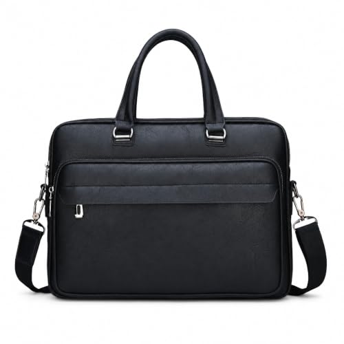 Image of Men's Leather Laptop Bag 15 IN, Water-Resistant Briefcase Messenger Bag for Work, Business, Shoulder Crossbody Office Satchel