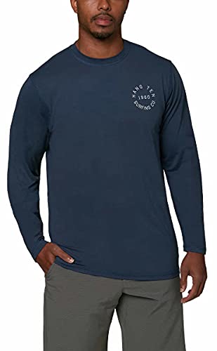 Hang Ten Mens Long Sleeve Sun Tee Shirt (Mood Indigo, Large, l)