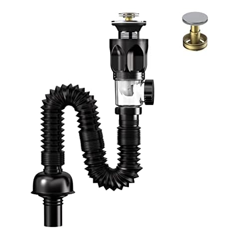 Pop-Up Basin Waste Drainer Kit, XUEYUXUAN Universal Washbasin Drainer, with Flexible Drain Down Hose and Pop-Up Filter Sink Plug, Odour and Insect Resistant Washbasin Drainer Kit Cover