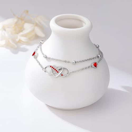 Image of Anklet for Women 925 Sterling Silver Double Infinity Ankle Bracelet Waterproof Summer Jewelry Anniversary Birthday Gifts for Her