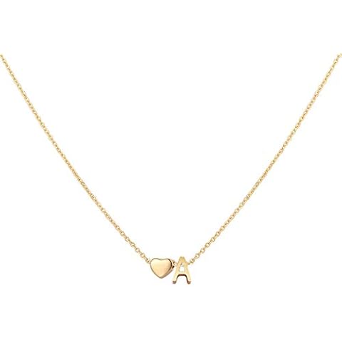 Glimmerst Initial Heart Necklace,18K Gold Plated Stainless Steel Tiny Heart Letter A Necklace Personalized Monogram Name Necklace for Women Cover