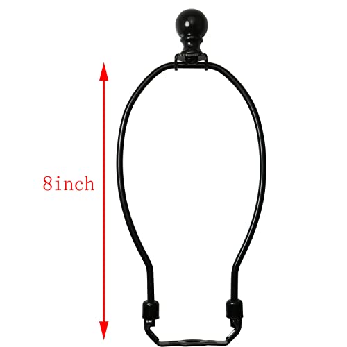 Image of 8 Inch Lamp Harp Holder with 1-1 /2 Inch Lamp Finial Oil Rubbed Black Steel Ball Knob Lamp Shade Finial for Table and Floor Lamps, Black (Pack of 2)