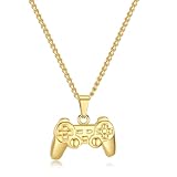 Medsor Game Controller Necklace Stainless Steel 14K Gold Plated Chain Pendant Punk Hiphop Controller Necklace for Men Women