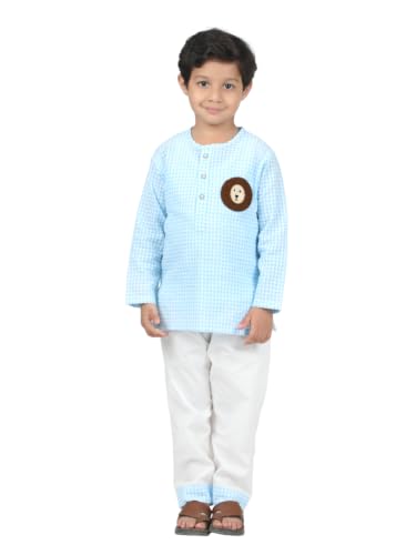 Image of POLKA TOTS 100% Cotton Traditional Nightwear Kurta Pyjama Set | Unisex Night Dress for Kids Girls & Boys | Summer Night Suits for Kids | Ethnic Indian Nightsuit | Cotton Night Suit Combo Set for Baby